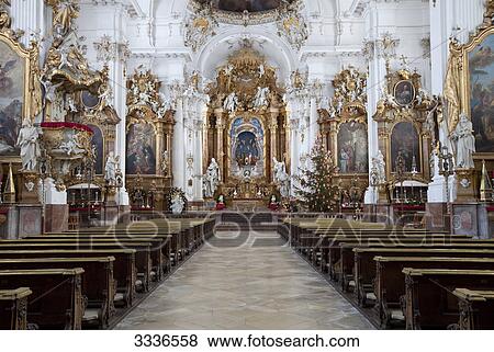 Interior view of a church, Diessen am Ammersee, Germany View Large Photo Image Stock Photo - Interior view of a church, Diessen am Ammersee, Germany . Fotosearch
