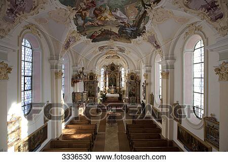 Interior view of a church, Irschenberg, Germany, elevated view View Large Photo Image Stock Image - Interior view of a church, Irschenberg, Germany, elevated view . Fotosearch
