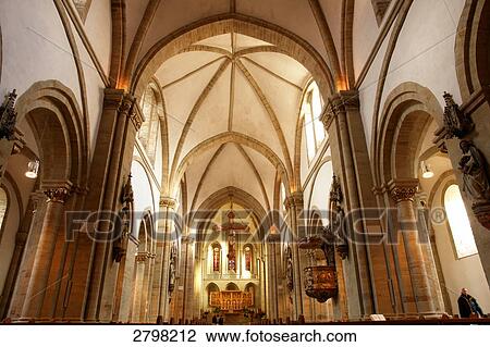 Stock Image - Interiors of church, St. Peter Church, Osnabrueck, Lower Saxony, Germany . Fotosearch