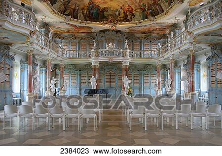 Stock Image - Interiors of monastery, Schussenried Monastery, Baden-Wuerttemberg, Germany . Fotosearch
