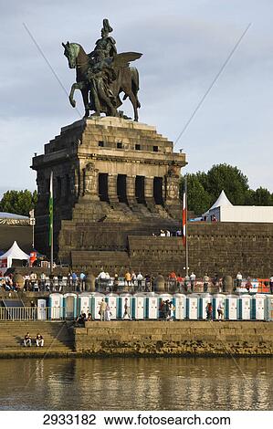 Stock Image - Kaiser Wilhelm I, Deutches Eck, Koblenz, Germany . Fotosearch