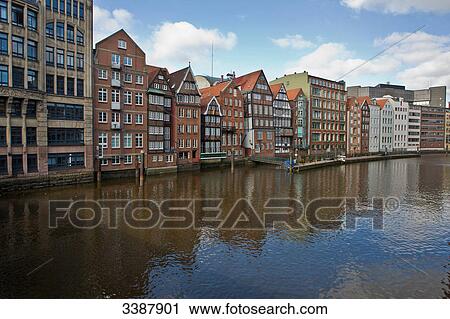 Line of houses at Nikolaifleet, Hamburg, Germany View Large Photo Image Stock Image - Line of houses at Nikolaifleet, Hamburg, Germany . Fotosearch