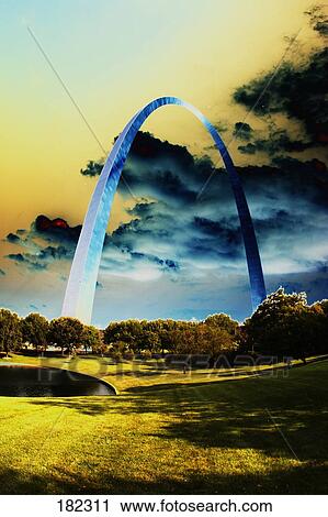 Stock Image - Low angle view of arch, Gateway Arch, St. Louis, Missouri, USA . Fotosearch