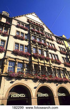 Stock Photo - Low angle view of building, Munich, Bavaria, Germany . Fotosearch