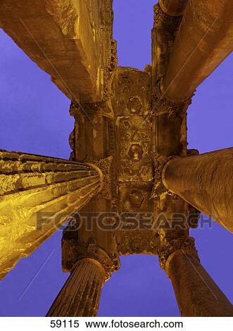 Stock Photography - Low angle view of old ruins of temple, Lebanon, Middle East, Asia . Fotosearch