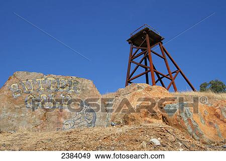 Low angle view of tower at gold mine, USA View Large Photo Image Stock Photo - Low angle view of tower at gold mine, USA . Fotosearch