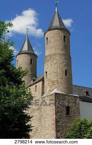 Low angle view of towers of monastery, Eifel, Germany View Large Photo Image Picture - Low angle view of towers of monastery, Eifel, Germany . Fotosearch