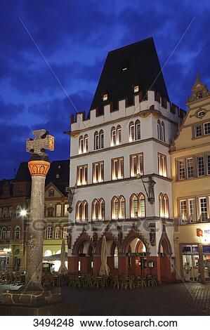 Main market with Steipe and market cross, Trier, Rhineland-Palatinate, Germany, Europe View Large Photo Image Stock Photo - Main market with Steipe and market cross, Trier, Rhineland-Palatinate, Germany, Europe . Fotosearch