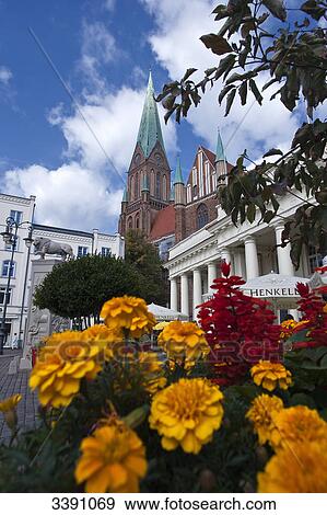 Market place and cathedral, Schwerin, Mecklenburg-Western Pomerania, Germany View Large Photo Image Stock Photo - Market place and cathedral, Schwerin, Mecklenburg-Western Pomerania, Germany . Fotosearch