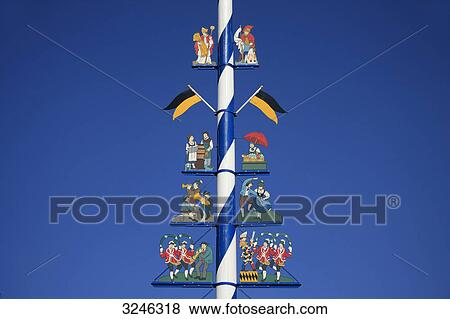 Maypole on the Victuals Market in Munich, Germany, detail  View Large Photo Image Stock Photo - Maypole on the Victuals Market in Munich, Germany, detail . Fotosearch