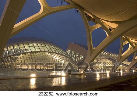 Museum lit up at dusk, Valencia, Valencia Province, Spain View Large Photo Image Stock Image - Museum lit up at dusk, Valencia, Valencia Province, Spain . Fotosearch