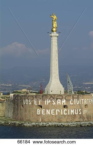 Picture - Obelisk at waterfront, Messina, Sicily, Italy . Fotosearch