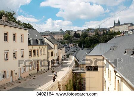 Picture - Old town, Grund, Luxemburg, Europe . Fotosearch