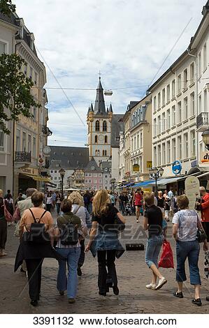 Pedestrian zone, Trier, Rhineland-Palatinate, Germany View Large Photo Image Stock Image - Pedestrian zone, Trier, Rhineland-Palatinate, Germany . Fotosearch