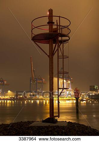 Picture - Platform in Hamburg harbour, Germany . Fotosearch