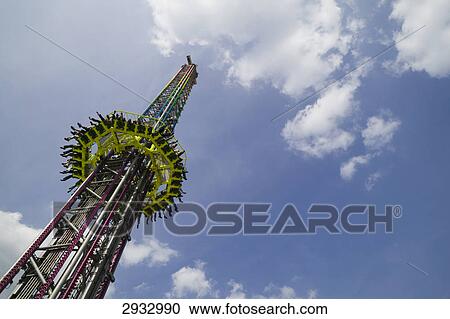 Stock Image - Power Tower on the marksmen's festival, Duesseldorf, Germany, worm's eye view . Fotosearch
