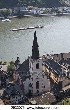 Protestant abbey church, St. Goar, Germany, bird's eye view View Large Photo Image Stock Photography - Protestant abbey church, St. Goar, Germany, bird's eye view . Fotosearch