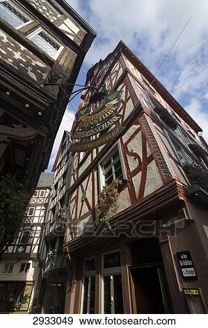 Stock Photo - Pub in Bernkastel-Kues, Germany, worm's eye view . Fotosearch