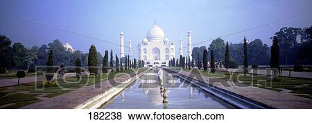 Reflection of mausoleum in water, Taj Mahal, Agra, Uttar Pradesh, India View Large Photo Image Stock Photo - Reflection of mausoleum in water, Taj Mahal, Agra, Uttar Pradesh, India . Fotosearch