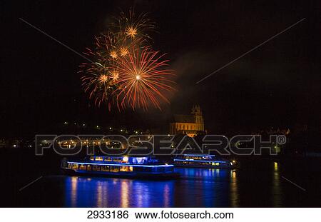Stock Photograph - Rhein in Flammen, Rhine, Germany . Fotosearch
