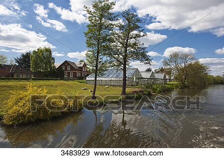 Stock Photo - River Dove Elbe at Neugamme, Vier- and Marschlande, Hamburg, Germany, Europe . Fotosearch