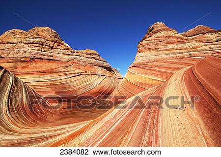 Stock Image - Rock formations on landscape, Coyote Buttes, Arizona, USA . Fotosearch