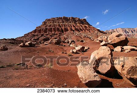 Stock Image - Rock formations on landscape, Marble Canyon, Grand Canyon National Park, Arizona, USA . Fotosearch