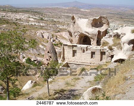 Rock formations on landscape, Uchisar, Cappadocia, Anatolia, Turkey View Large Photo Image Stock Photo - Rock formations on landscape, Uchisar, Cappadocia, Anatolia, Turkey . Fotosearch