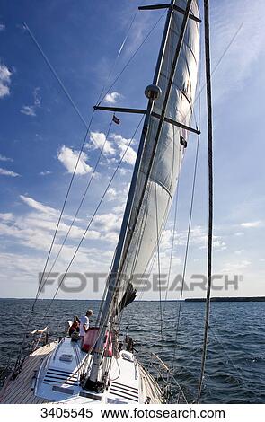 Stock Photography - Sailing trip on the baltic sea between Flensburg and Sonderburg, elevated view . Fotosearch