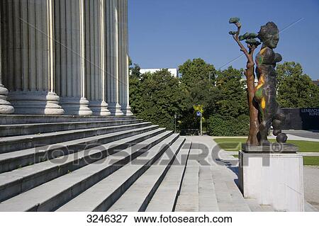 Sculpture at the stairs of the Museum of Antiquities, Munich, Germany View Large Photo Image Stock Photo - Sculpture at the stairs of the Museum of Antiquities, Munich, Germany . Fotosearch