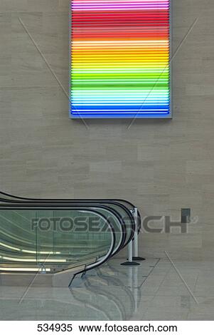 Stock Photography - Side profile of handrails of escalators, Victoria Station, London, Europe . Fotosearch