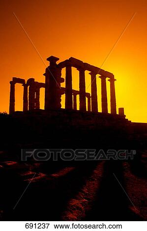 Silhouette of old ruins at dusk, Greece View Large Photo Image Stock Photo - Silhouette of old ruins at dusk, Greece . Fotosearch
