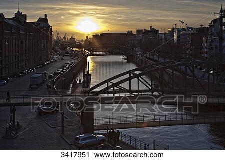 Stock Image - Speicherstadt, harbour and Zollkanal, Hamburg, Germany, Europe . Fotosearch
