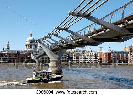 Picture - St Paul's cathedral and millenium bridge, UK, England, London . Fotosearch