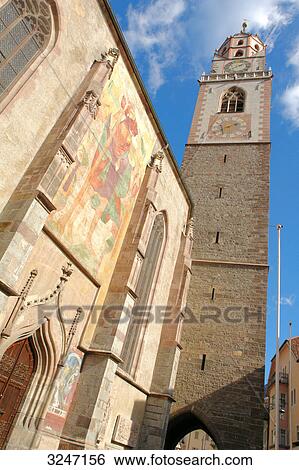 Stadtkirche St. Nikolaus, Meran, South Tyrol, Italy  View Large Photo Image Stock Photograph - Stadtkirche St. Nikolaus, Meran, South Tyrol, Italy . Fotosearch