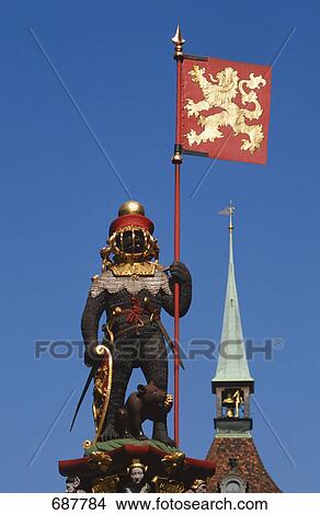 Picture - Statue in front of church, Zahringerstrasse, Bern, Switzerland . Fotosearch
