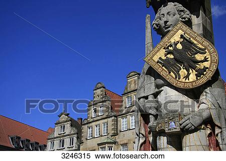 Statue of Roland, Bremen, Germany, low angle view View Large Photo Image Stock Photography - Statue of Roland, Bremen, Germany, low angle view . Fotosearch