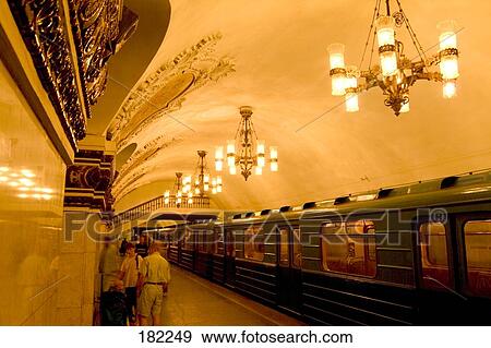 Subway train at station, Moscow, Russia View Large Photo Image Stock Photo - Subway train at station, Moscow, Russia . Fotosearch