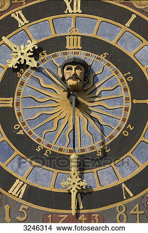 Picture - Sundial at the town hall of Goerlitz, Germany, close-up . Fotosearch