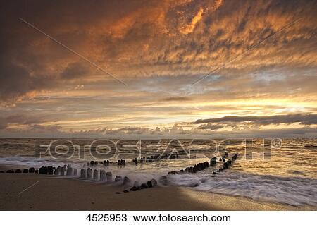 Stock Image - Sunset, Sylt, Schleswig-Holstein, Germany, Europe . Fotosearch