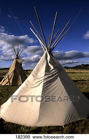 Stock Photo - Teepees on landscape, Mt Rushmore National Monument, South Dakota, USA . Fotosearch