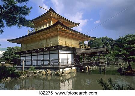 Temple in Japanese garden, Kinkaku-ji-Temple, Kyoto Prefecture, Japan View Large Photo Image Stock Photography - Temple in Japanese garden, Kinkaku-ji-Temple, Kyoto Prefecture, Japan . Fotosearch
