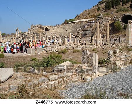 Tourists at archaeological site, Ephesus, Turkey View Large Photo Image Stock Photography - Tourists at archaeological site, Ephesus, Turkey . Fotosearch