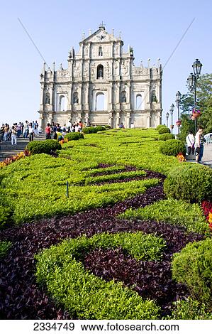 Tourists at church, St. Paul's Church, Macau, Guangdong Province, China View Large Photo Image Stock Photo - Tourists at church, St. Paul's Church, Macau, Guangdong Province, China . Fotosearch
