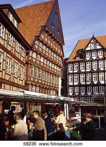 Stock Photograph - Tourists at market place, Saxony, Germany, Europe . Fotosearch
