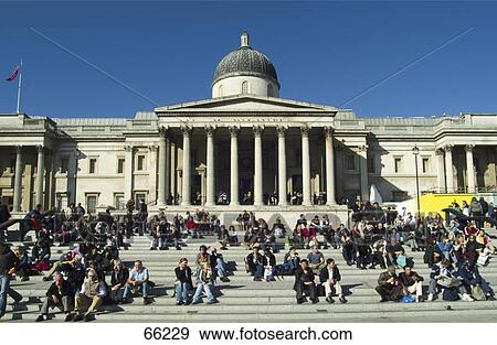 Tourists at museum, Trafalgar National Gallery, Trafalgar Square, London, England View Large Photo Image Stock Photo - Tourists at museum, Trafalgar National Gallery, Trafalgar Square, London, England . Fotosearch