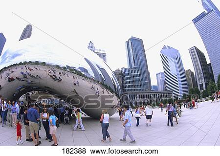 Tourists in city, Cloud Gate, Millennium Park, Chicago, Cook County, Illinois, USA View Large Photo Image Stock Photo - Tourists in city, Cloud Gate, Millennium Park, Chicago, Cook County, Illinois, USA . Fotosearch