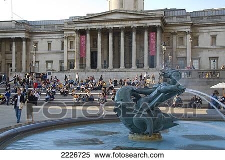 Tourists in front of museum, National Gallery, Trafalgar Square, London, England View Large Photo Image Stock Photography - Tourists in front of museum, National Gallery, Trafalgar Square, London, England . Fotosearch