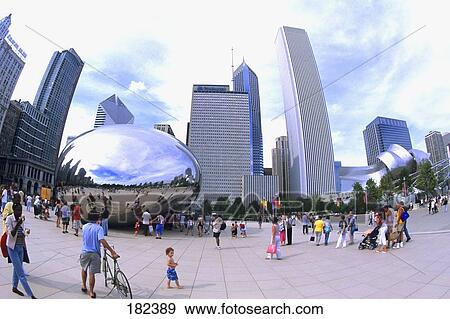 Tourists near sculpture, Cloud Gate, Seattle Center, Seattle, Washington State, USA View Large Photo Image Stock Photo - Tourists near sculpture, Cloud Gate, Seattle Center, Seattle, Washington State, USA . Fotosearch