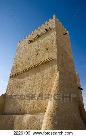 Stock Image - Tower of fort, Fort, Umm Salal Mohammed Fort, Doha, Qatar . Fotosearch